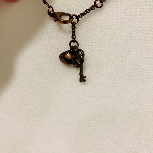 Fossil Copper Tone Rhinestone Sphere Ball Necklace 18" - Picture 5 of 5